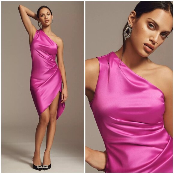 BHLDN Dresses & Skirts - NWT Anthropologie BHLDN Liliana One-Shoulder Stretch Satin Midi Dress Size Large